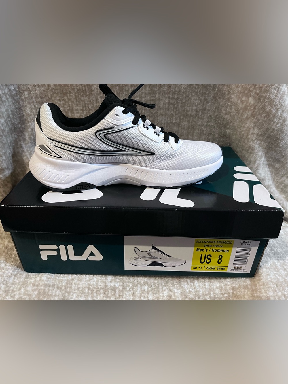 Fila White and Black Men's Athletic Running Sneakers Size 8